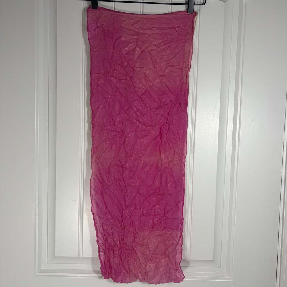 Elizabeth Gillett Pink Cream Ombre Infinity Scarf 100% Viscose Metallic Shimmer